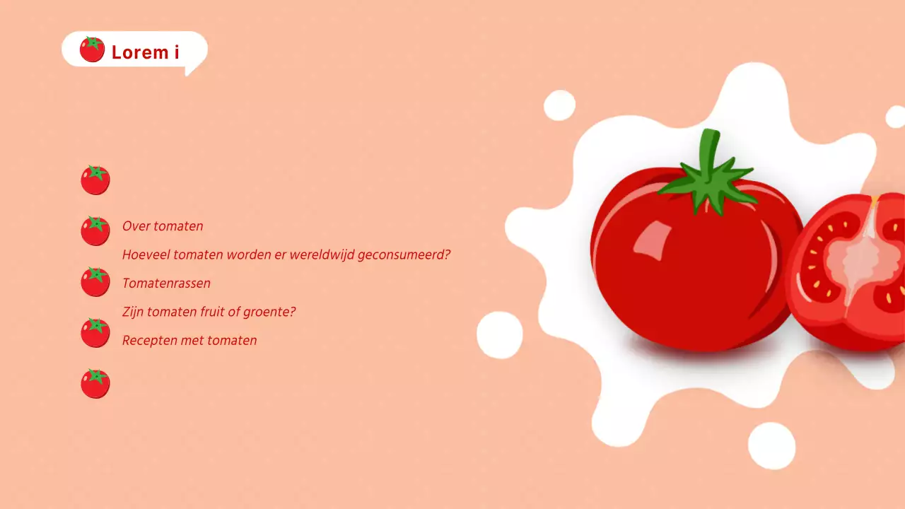 Kitscherige rode en oranje tomaten uitgelegd