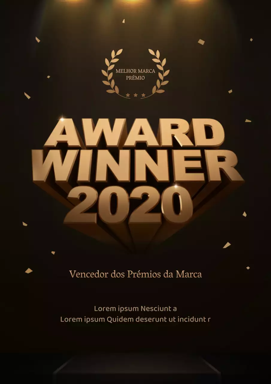 Cerimónia festiva de entrega de prémios de fim de ano com um fundo dourado e preto