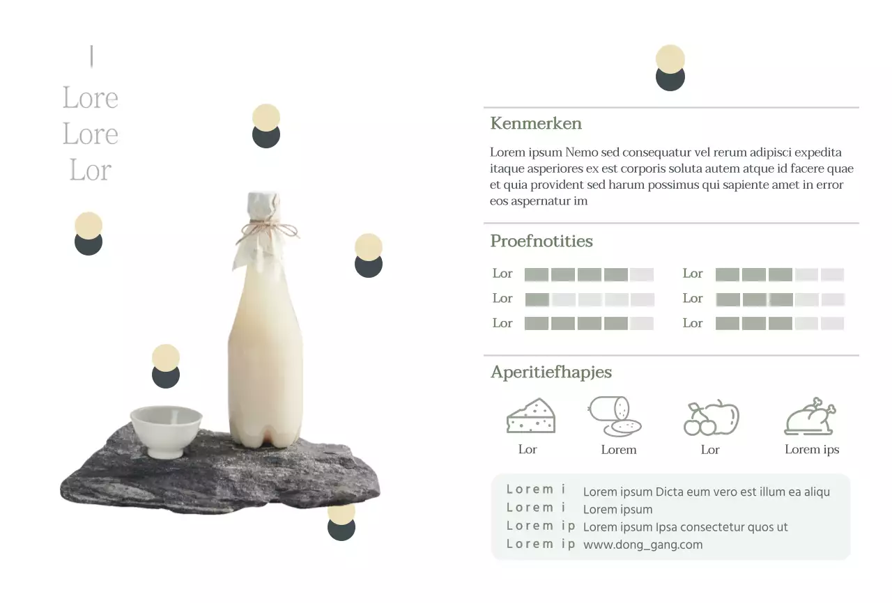 Lichtblauwe rijstwijn productbeschrijvingskaart met kleurverloop