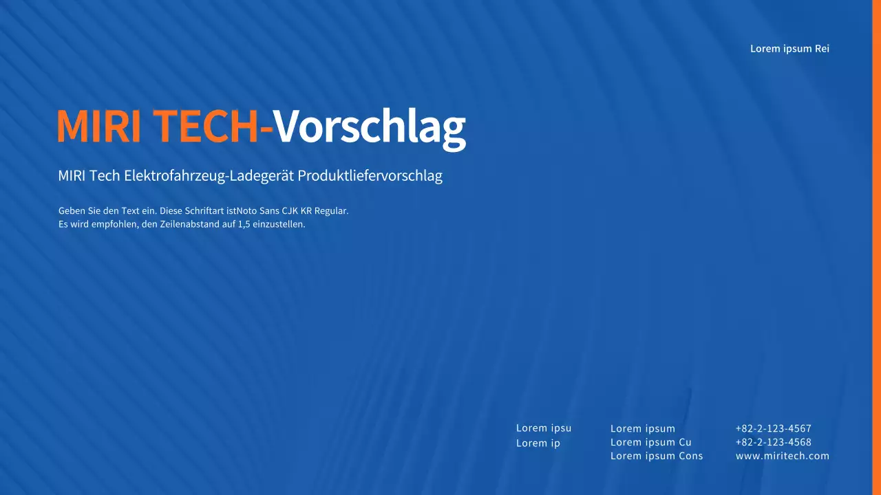 Vorschlag zur Lieferung von blauen und orangefarbenen Ladegeräten für Elektrofahrzeuge