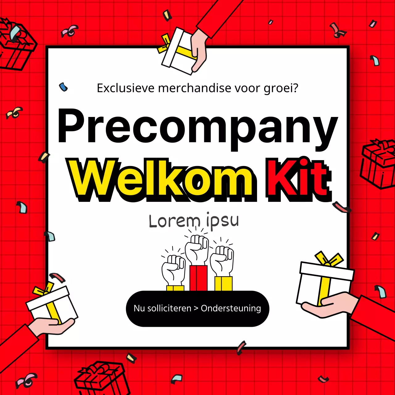 Rood Geel Zwart Weggevertje Evenement Social Media Vierkant Sjabloon