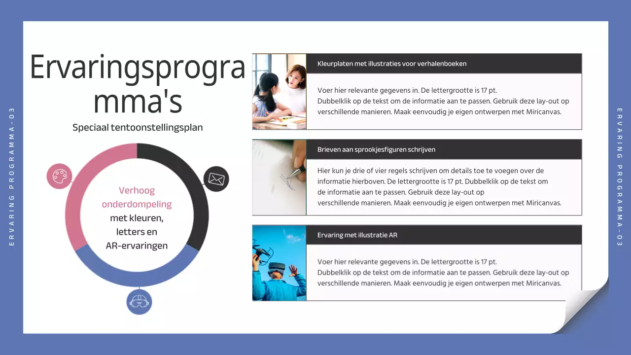 Zwart-blauwe eenvoudige tentoonstellingsbrochure van kinderboekenillustrator