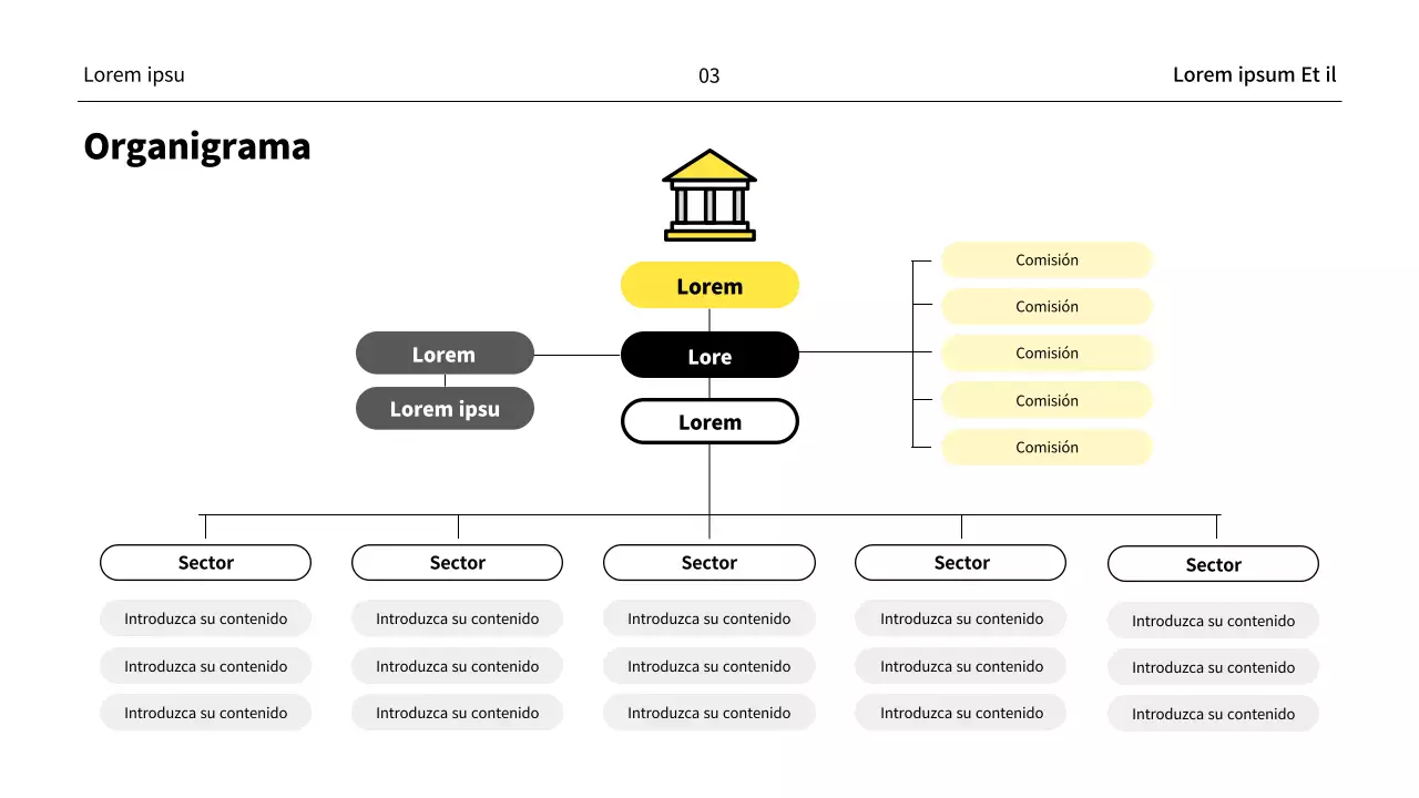 Un perfil de empresa financiera minimalista en amarillo y blanco