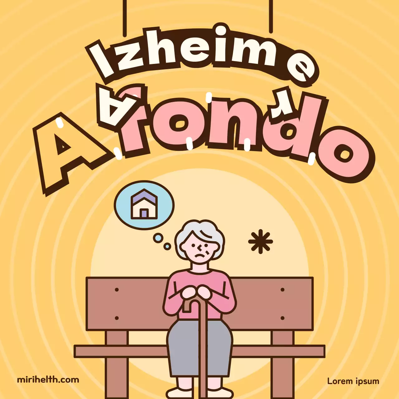 Información sanitaria para personas mayores con Alzheimer en amarillo chartreuse azul claro