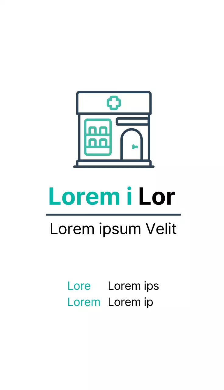 Illustration bleue, icône de l'hôpital et de la pharmacie