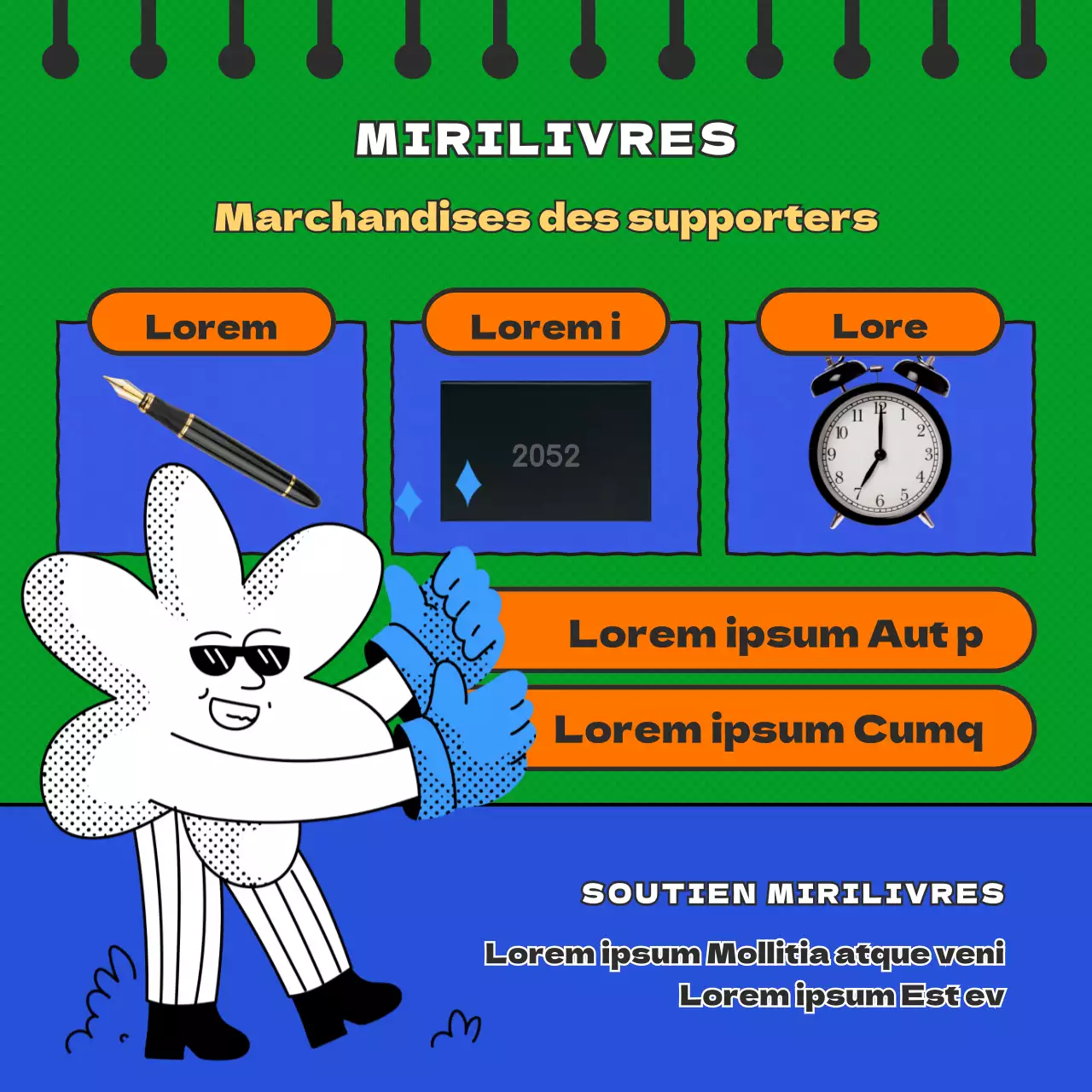 L'éditeur du concept rétro bleu et vert cherche des soutiens