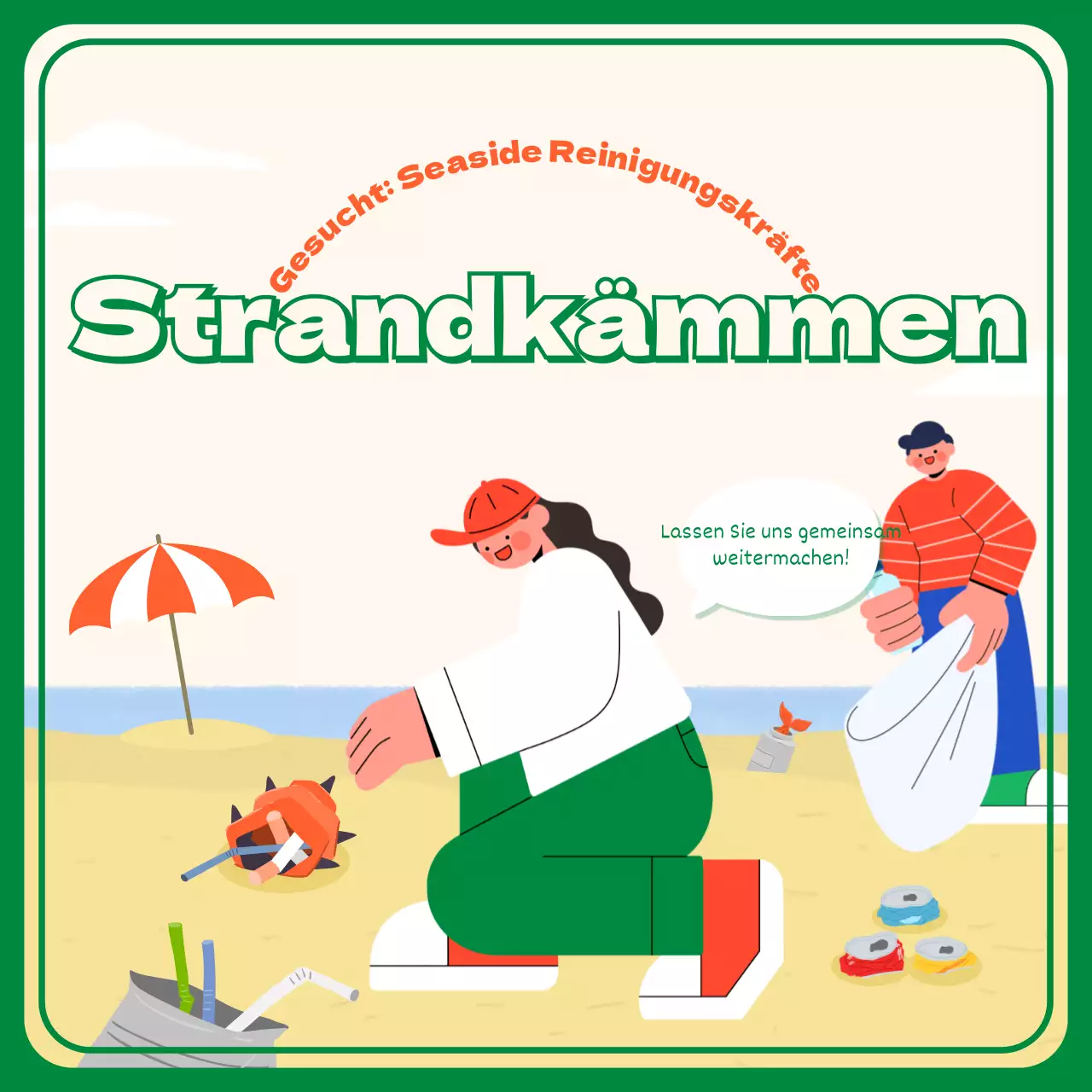 Green Orange Beachcombing CardNews