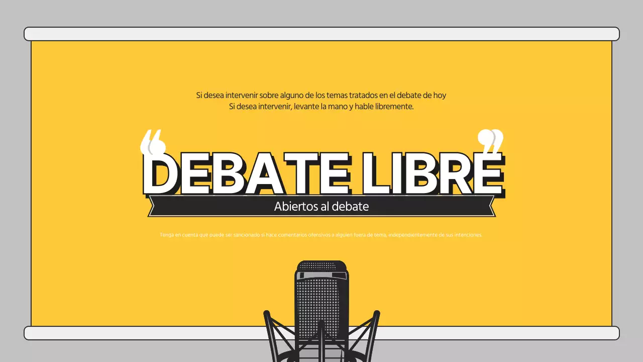 Presentación de debate con ilustración naranja