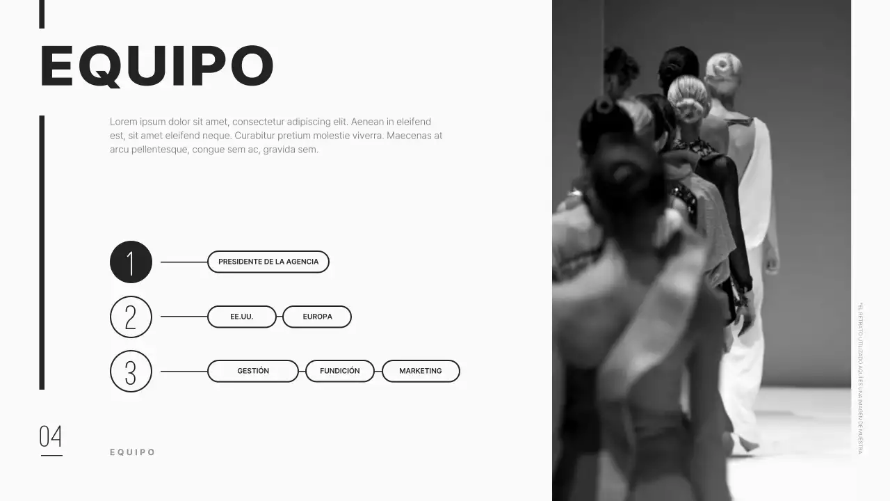 Perfil de empresa de agencia de modelos limpio y moderno en negro.