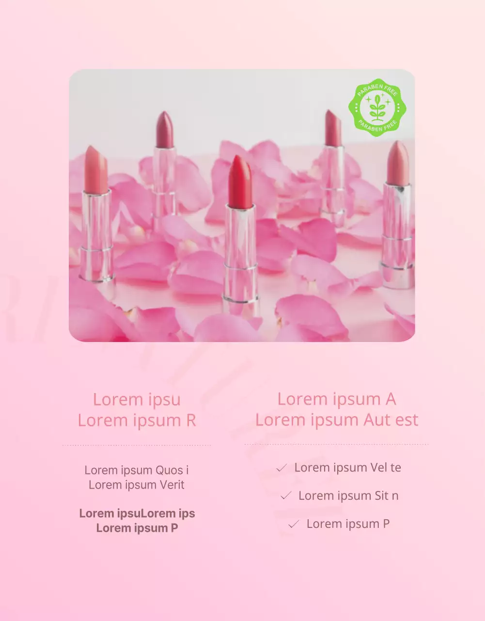 Page d'événement simple en dégradé sur les cosmétiques en rose