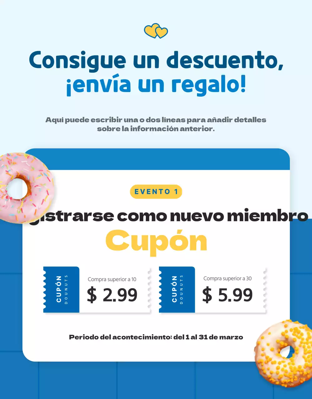 Vender donuts con un bonito concepto azul