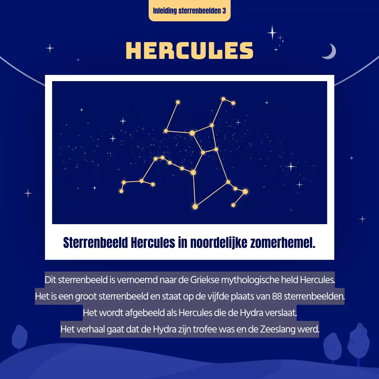 Geïllustreerde zomerhoroscoop in blauw en geel CardNews