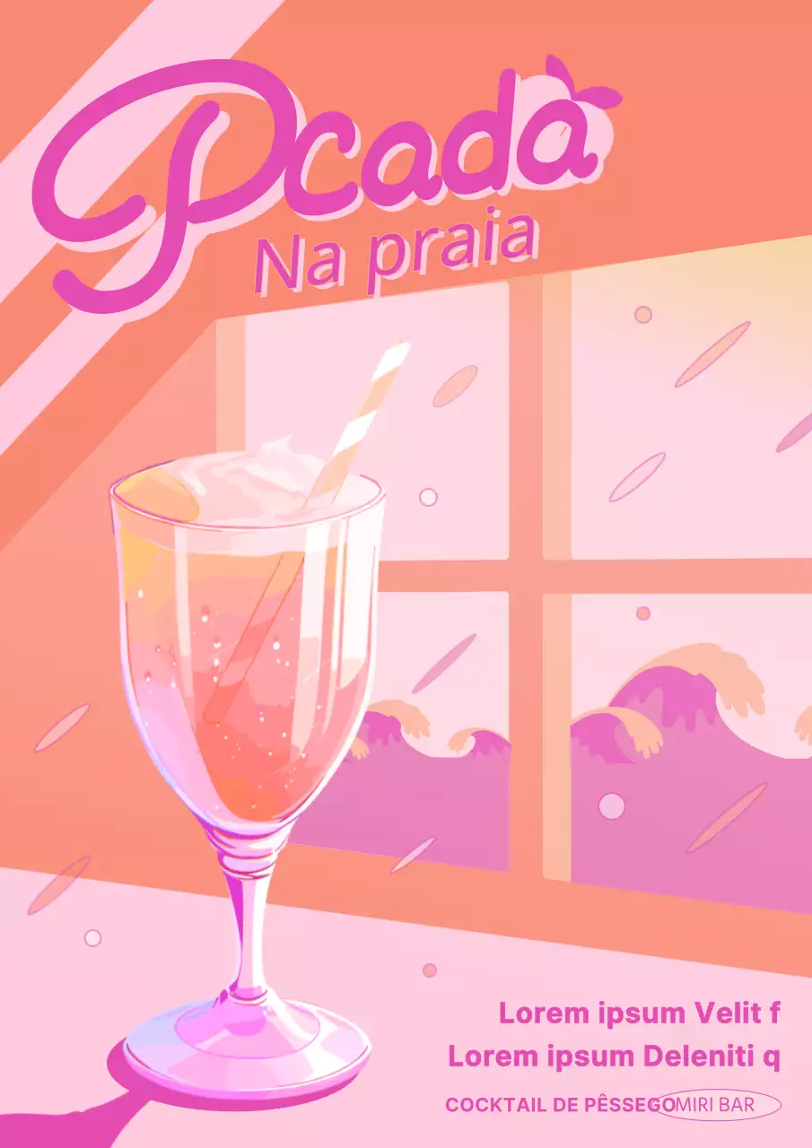 Promova cocktails de pêssego com um toque de cor-de-rosa e laranja