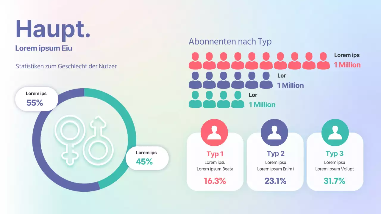 Datenanalysebericht mit pastellfarbenem Farbverlaufshintergrund