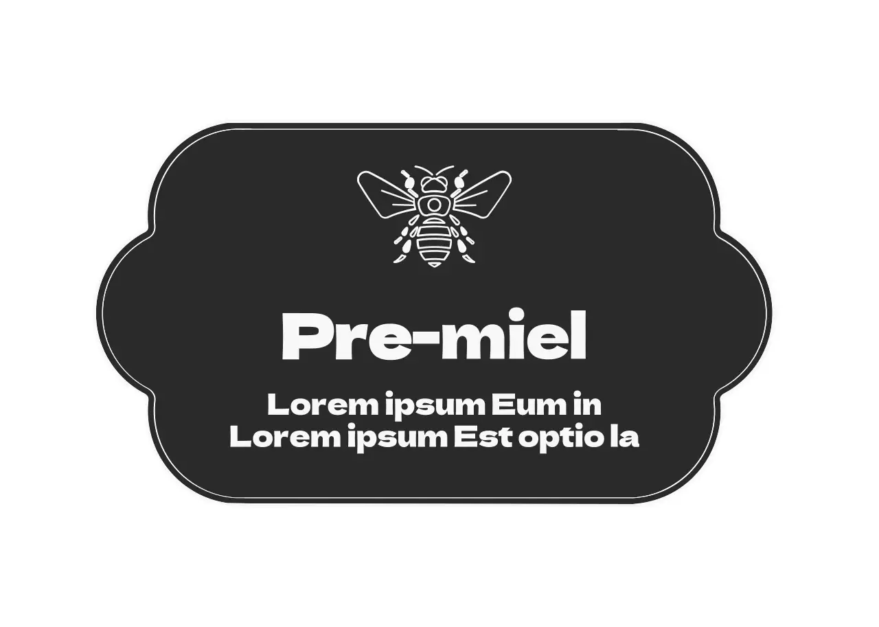 Lujoso adhesivo de etiqueta de miel con concepto de marco de cinta en gris oscuro y blanco