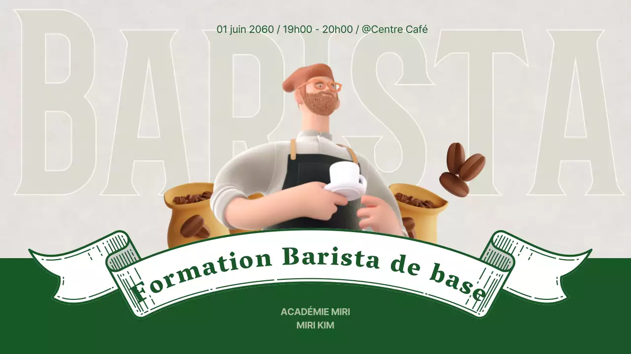 Formation de barista avec des illustrations 3D vertes