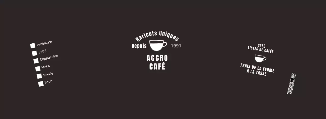 Gobelet en papier avec menu de boisson de café en noir