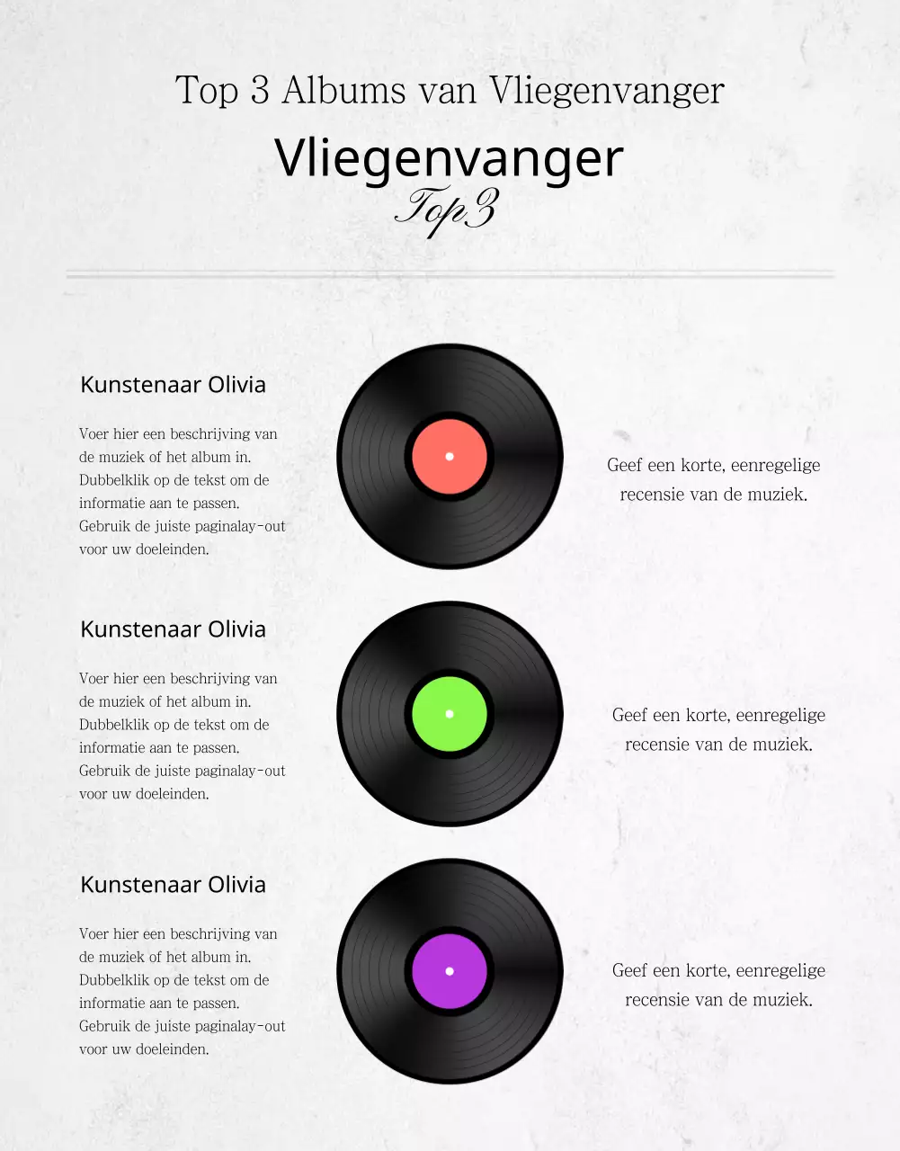 LP detailpagina in oranje en wit