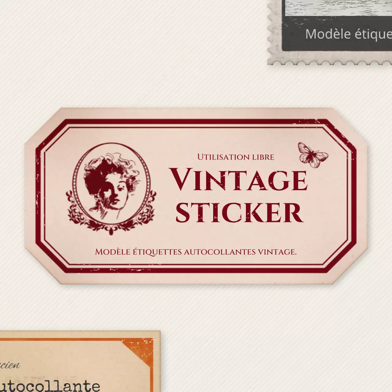 Pack de mise en page avec concept de pack d'autocollants vintage beige