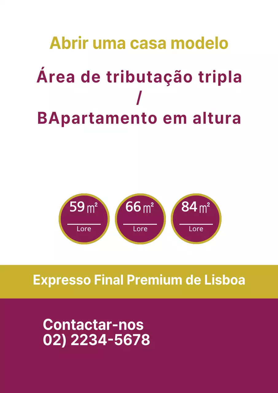 Folheto de vendas simples para novas construções em dourado e roxo