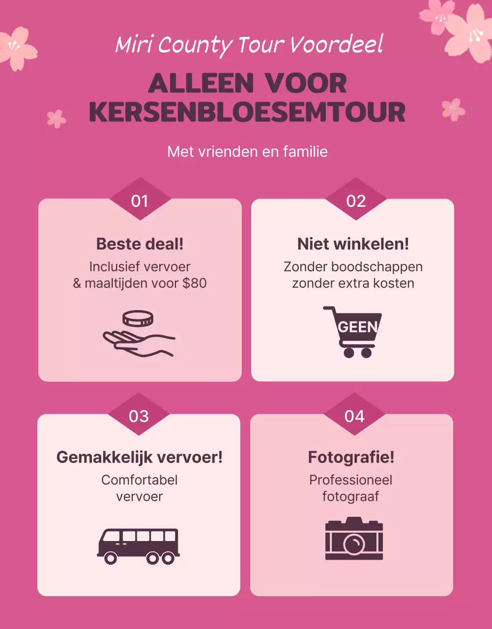 Mooie kersenbloesemillustraties in pastelroze om de reis te promoten