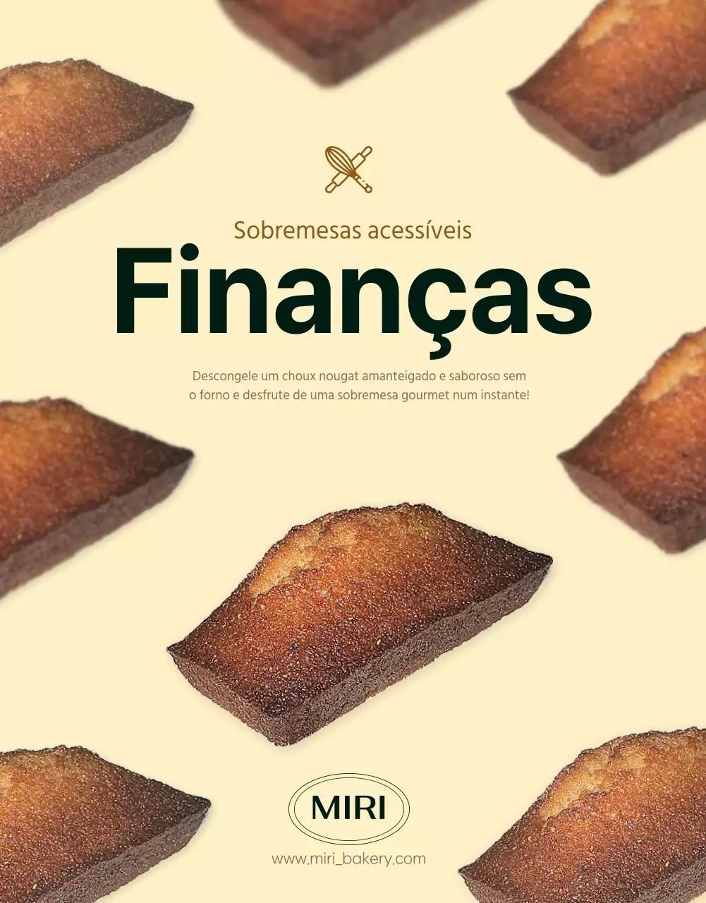 Apresentar informações sobre a sobremesa num esquema de cores moderno, tipo café, em marfim