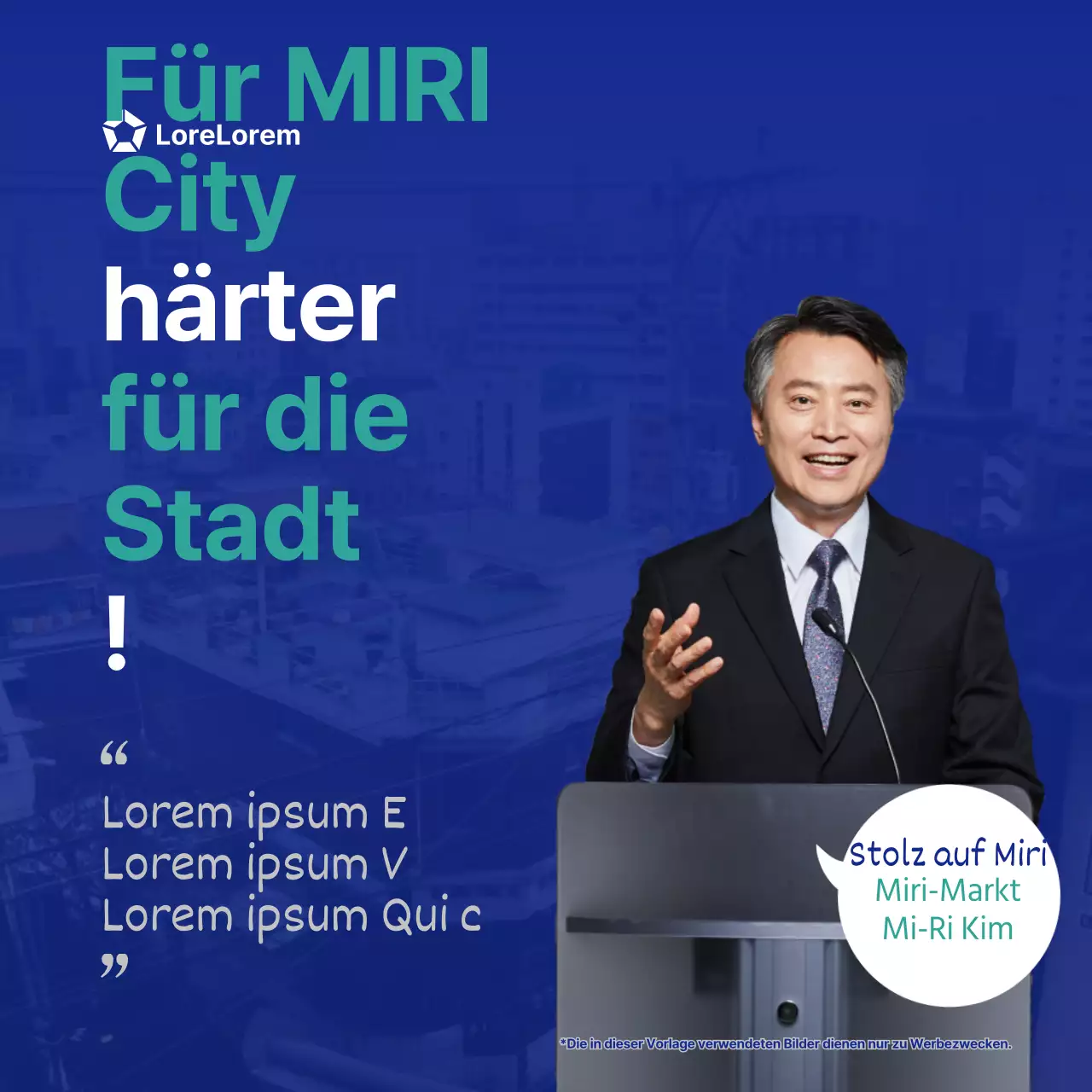 Eine saubere blaue und mintfarbene Dankesbotschaft zur Kommunalwahl