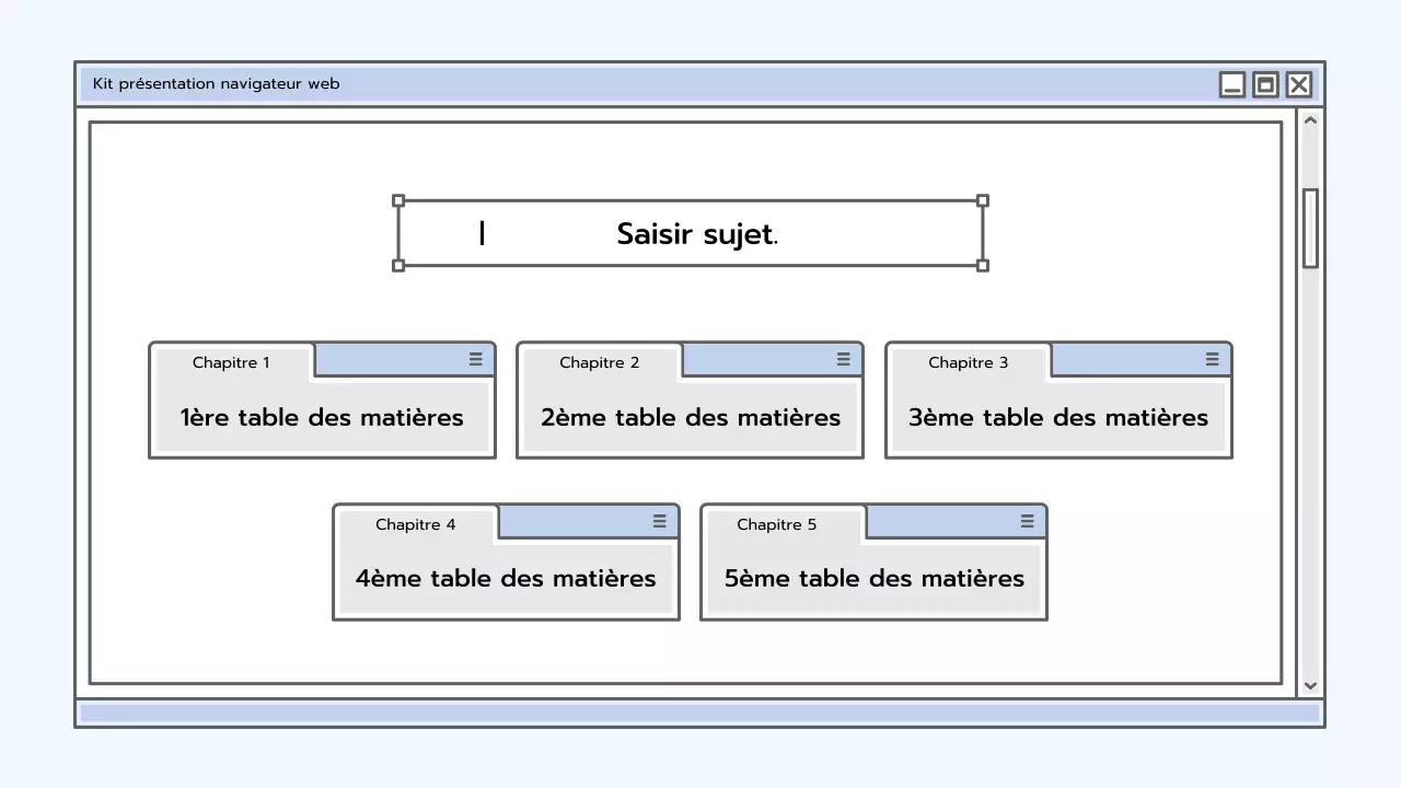 Kit de présentation avec un concept de navigateur bleu clair