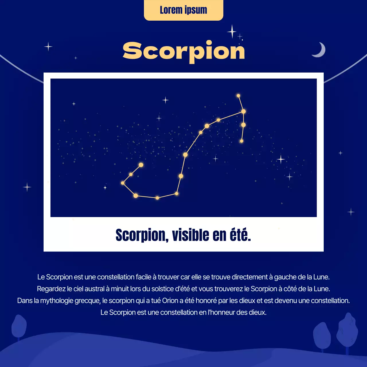 Horoscope d'été illustré en bleu et jaune CardNews