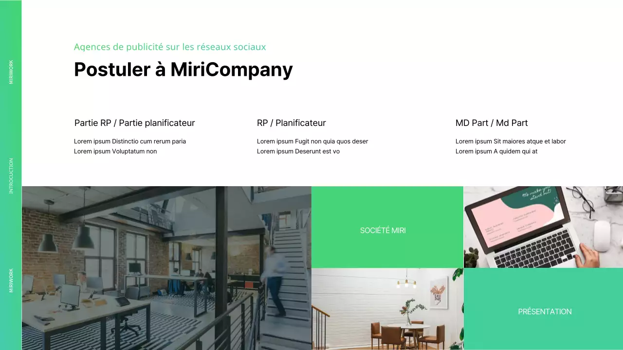 Papier à en-tête vert et blanc d'une agence de publicité