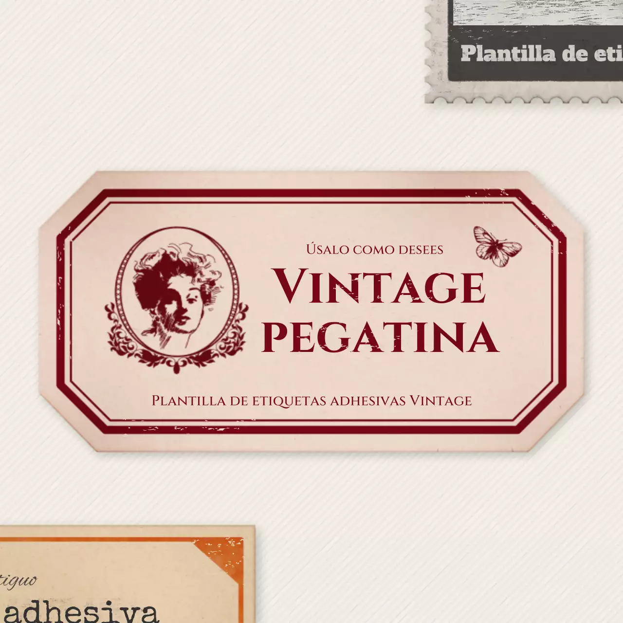 Paquete de diseño con concepto de paquete de adhesivos vintage beige