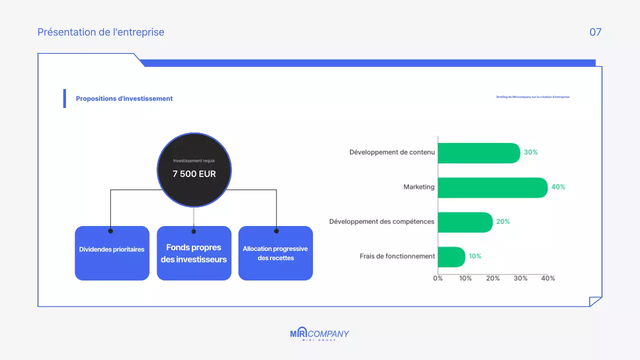 Un pitch deck moderne et bleu pour votre startup