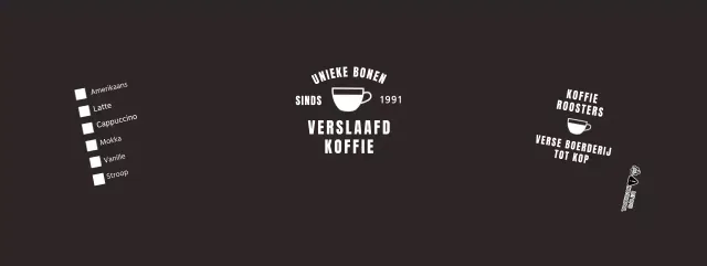 Papieren beker met café-drankmenu in zwart