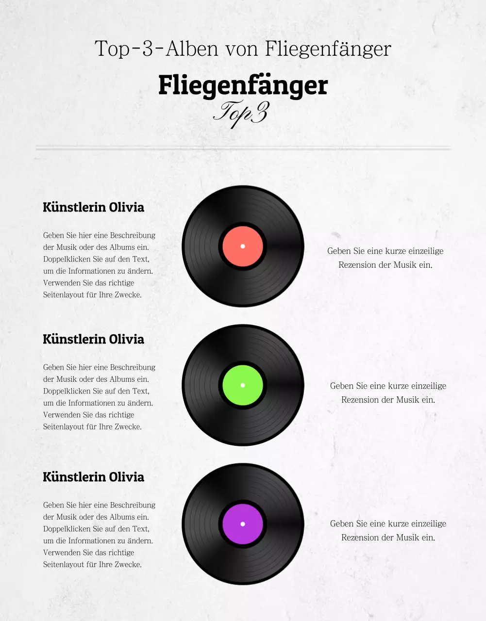LP-Detailseite in orange und weiß