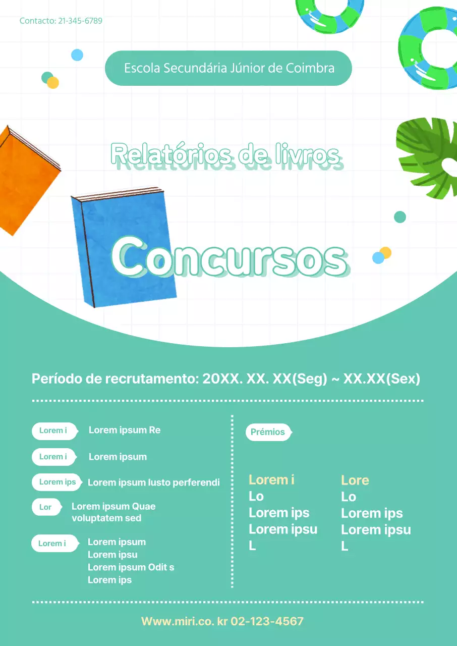 Concursos com um fundo turquesa