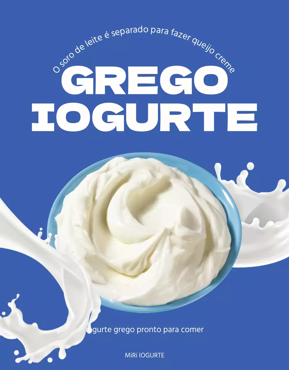 Iogurte grego azul amarelo vivo e limpo Página de pormenor