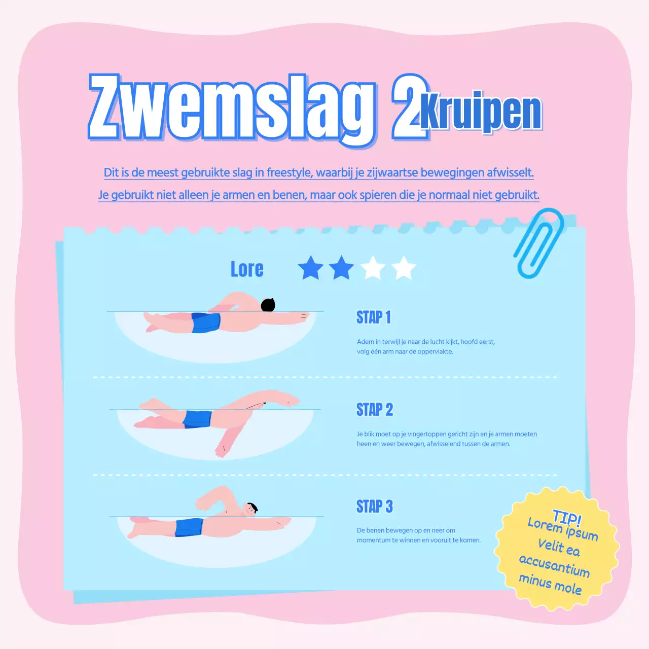 Kinderzwemmen in roze en lichtblauw CardNews