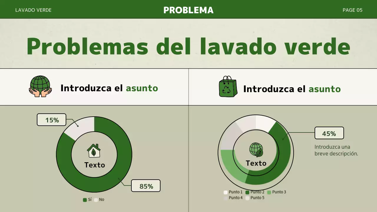 Una presentación sencilla con colores verdes