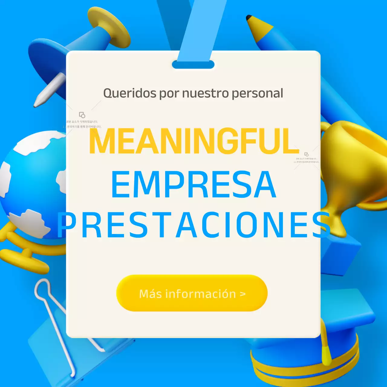 Concepto estereoscópico 3D en azul y amarillo para introducir el bienestar en la empresa