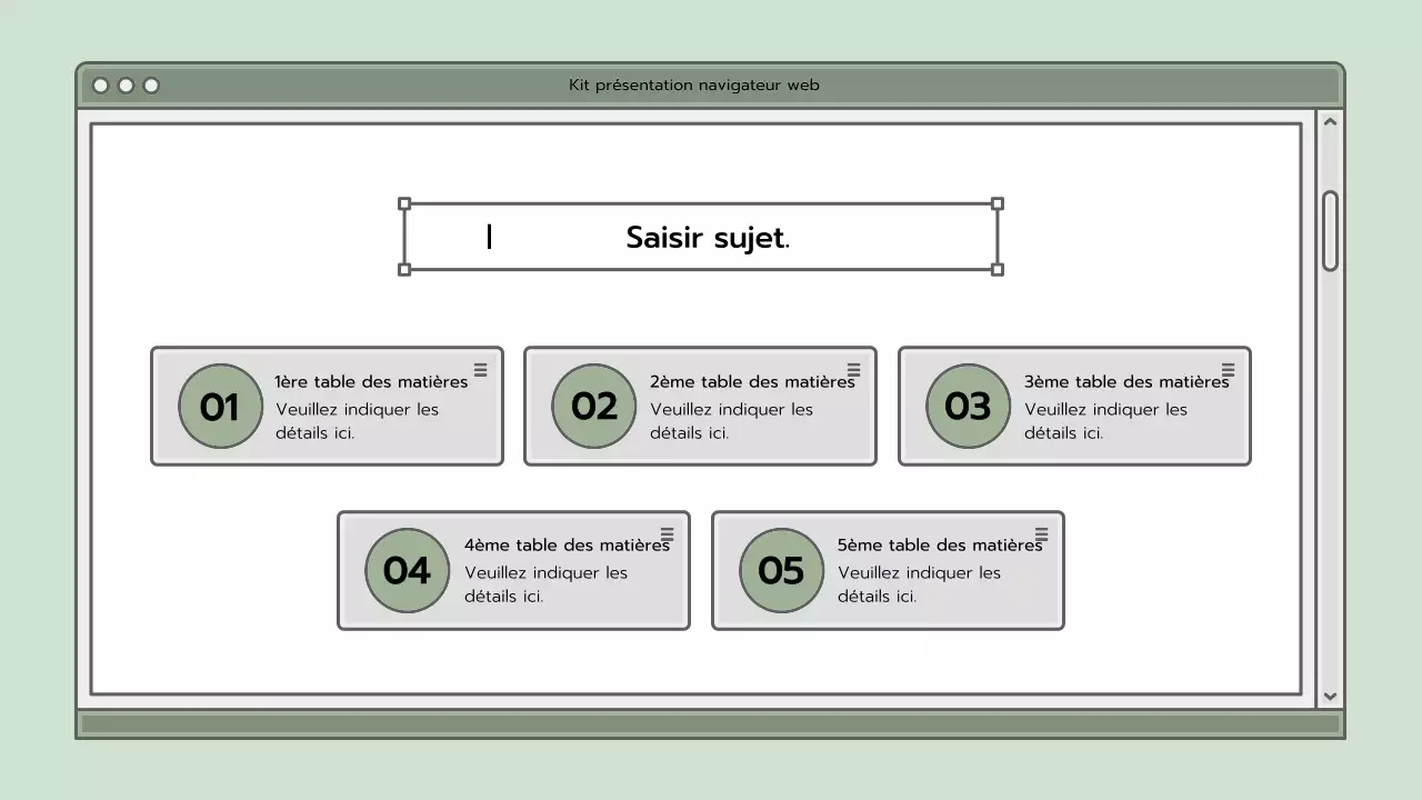 Kit de présentation avec un concept de navigateur bleu clair