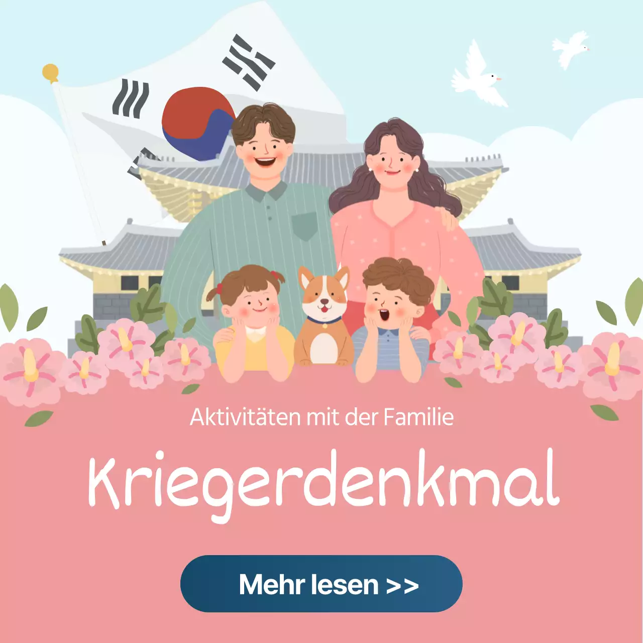 Veteranen-Denkmal mit rosa Illustration InstagramSnapchat