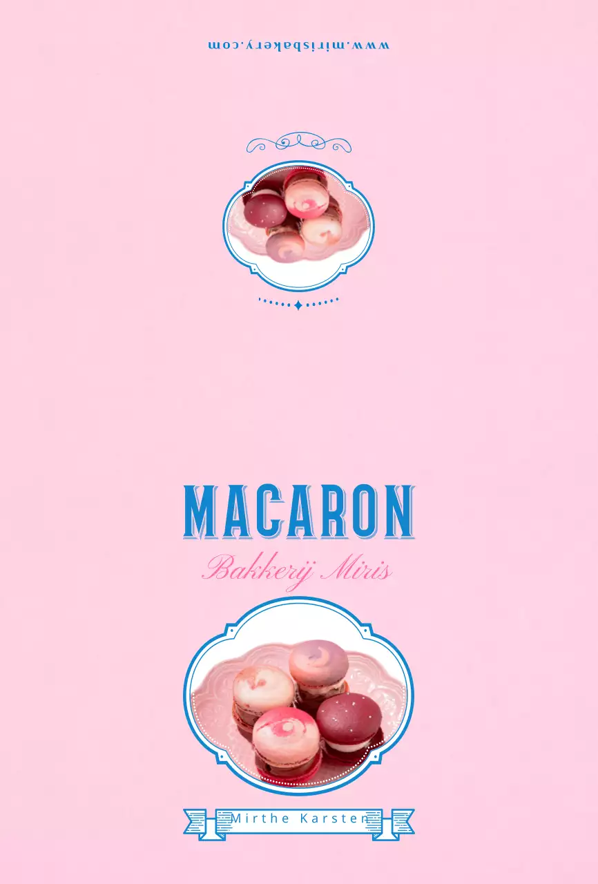 Titel gemarkeerd in roze en blauw Macaron Café gids