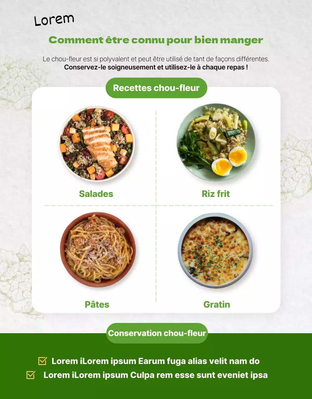 Chou-fleur sain sur le thème de la chartreuse verte