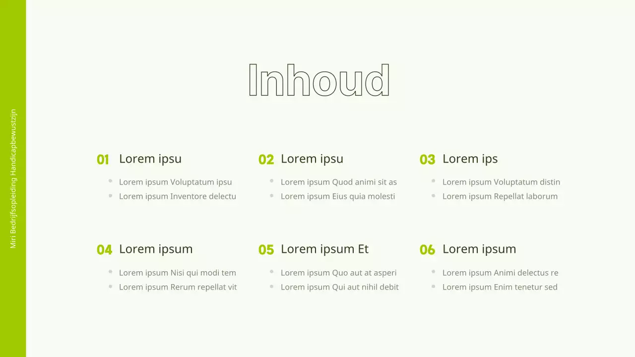 Witte en limoengroene illustratie voelt training over bewustzijn van invaliditeit PPT op de werkplek