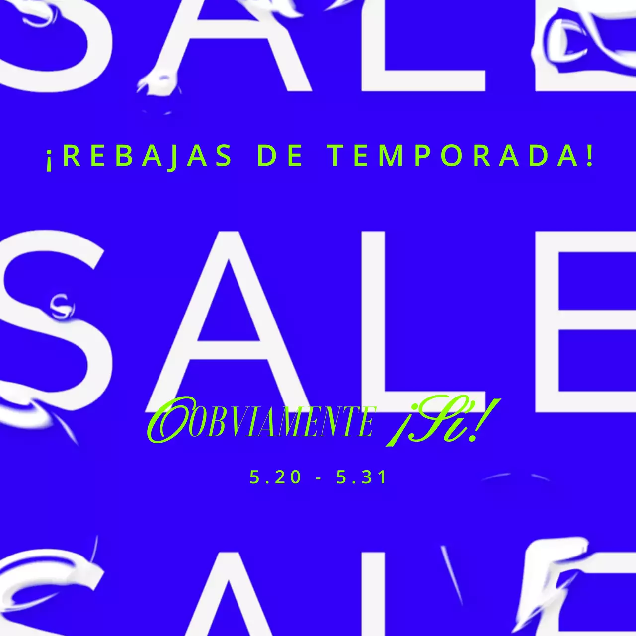 Un moderno paquete de humor de marca en azul y verde fluorescente