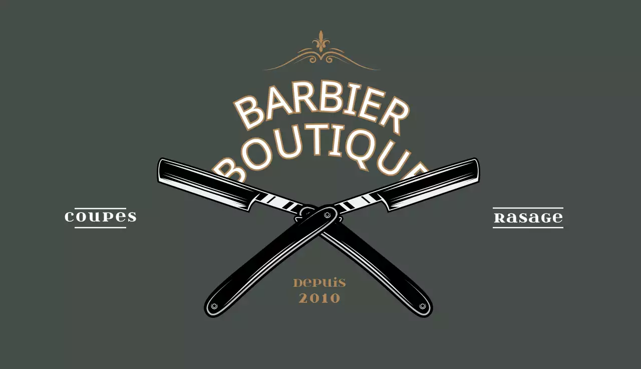 Carte de visite vintage verte d'un salon de coiffure