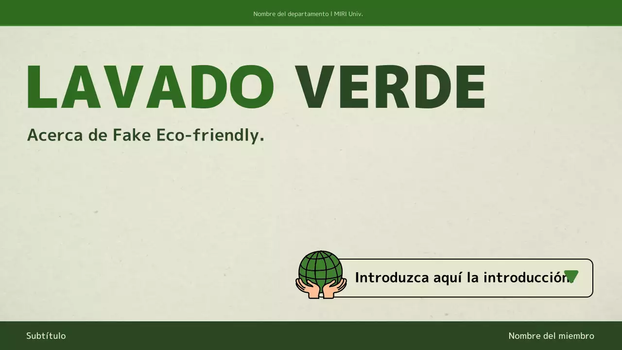 Una presentación sencilla con colores verdes