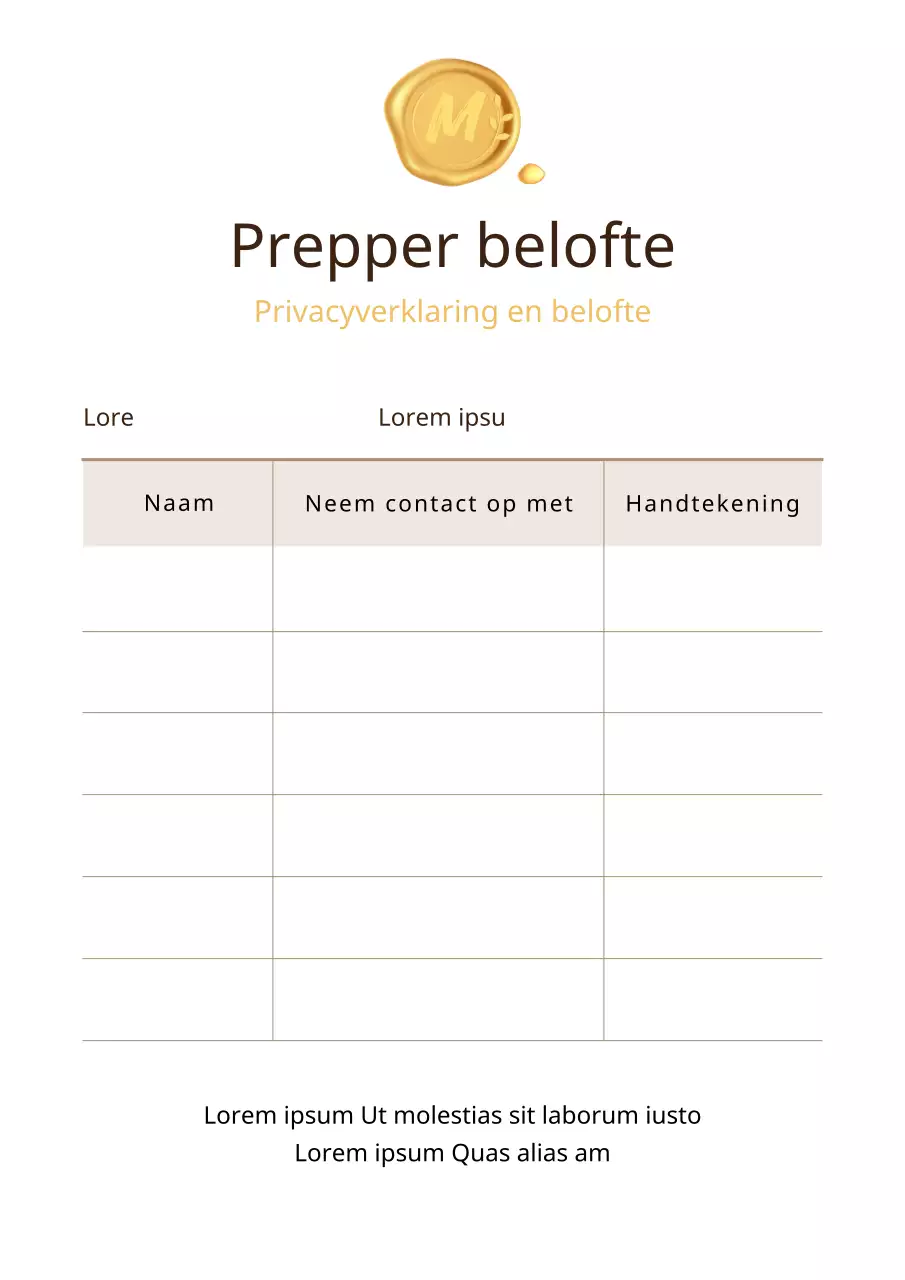 De Escape Room Privacy Pledge in bruine tabelvorm