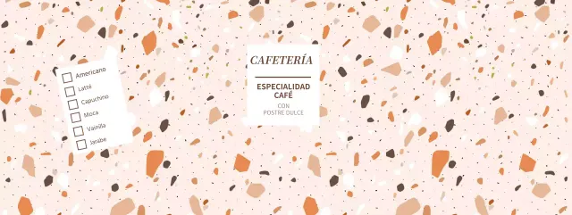 Vasos de papel con estampado de formas coloridas para carta de bebidas de cafetería