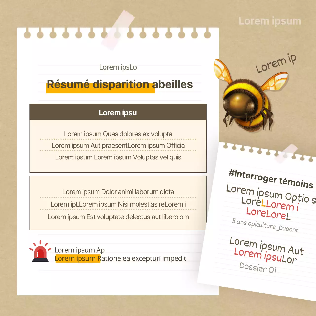 Beige missing bee cardNews design